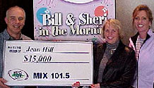 Winner Jean Hill with MIX's Bill & Sheri