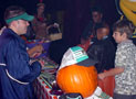 photo of staff handing out candy