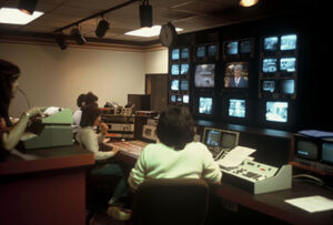 WRAL Control Room 2 during a newscast in 1982