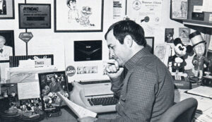 Rowell Gormon in his office at WRAL-FM. (January 1986).