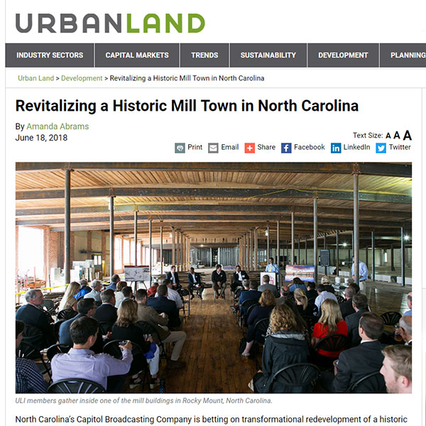 ULI Article about Rocky Mount Mills