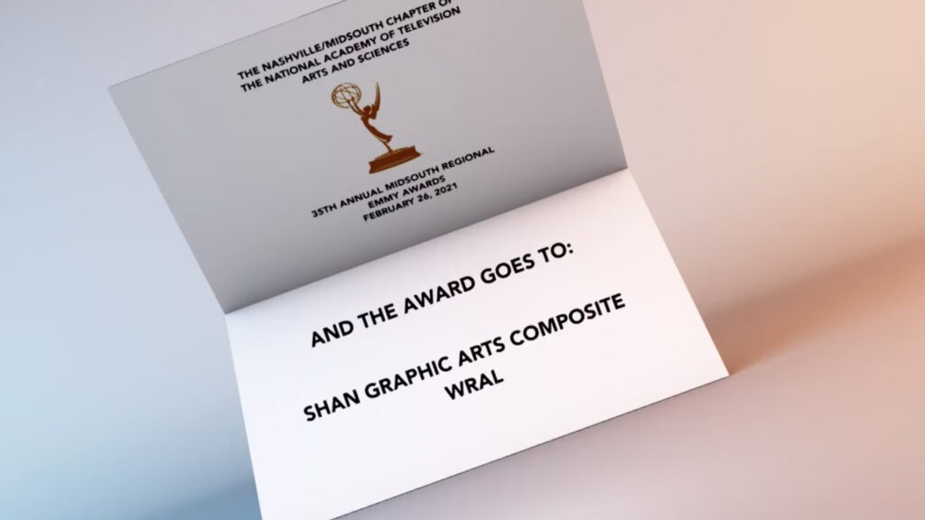 Shan Zhong Emmy award envelope