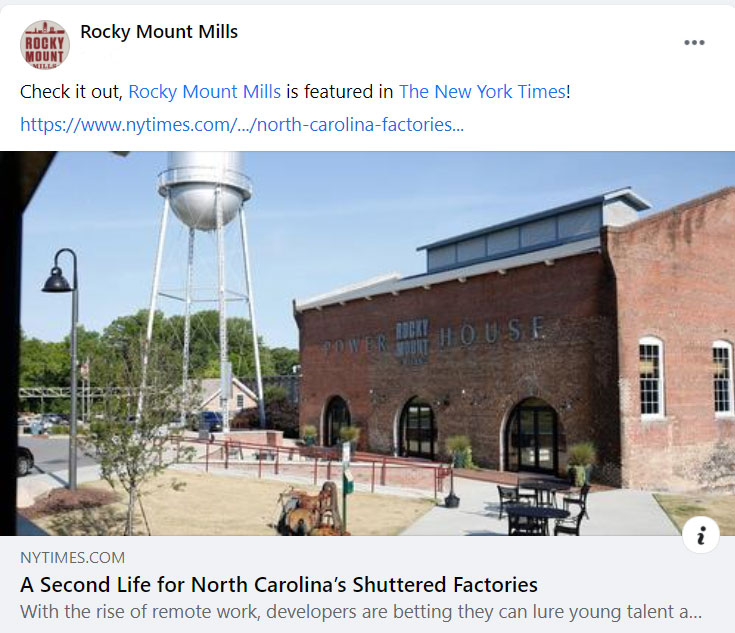 Rocky Mount Mills in The New York Times