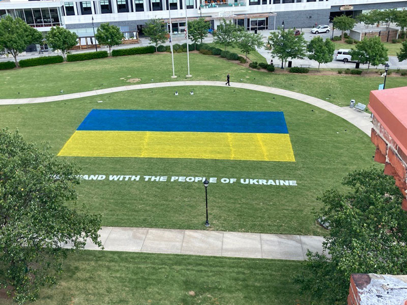 CBC Cares Ukraine:  Lawn painting at American Tobacco