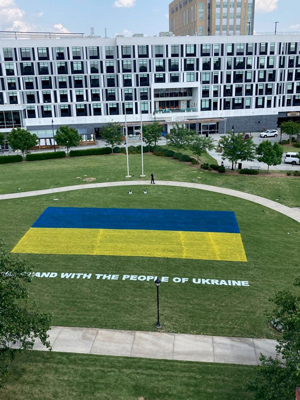 CBC Cares Ukraine: Lawn painting at American Tobacco